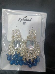 Diamond And Blue Stone Earrings