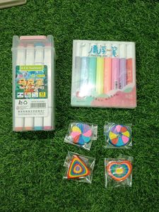 Two Art Marker With 4 Designer Eraser