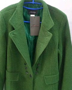 Classy &amp; cool Unisex Green Wool Blend Coat