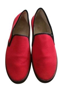 Red Canvas Slip-On Shoes
