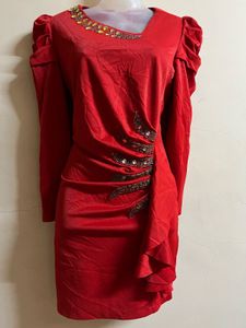 Red Beaded Party Dress