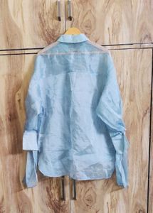 Grey Tissue Designer Shirt Size-48