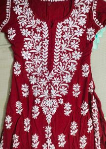 Red Chikankari Kurti Set ✨😍❤️