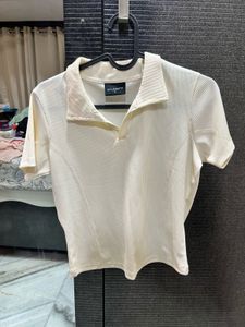Studiofit Cream Polo T-Shirt