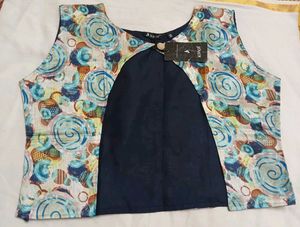 Patterned Sleeveless Blouse Jacket