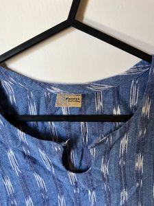 Blue Ikat Print Tunic Top khadi Cotton 🤍🦋