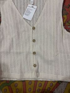 Button-Down Knit Crop Top