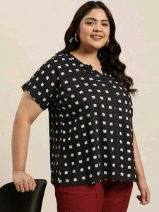 Sztori Plus Size Geometric Print Shirt Style Top