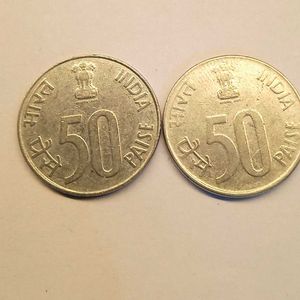 Set Of Two 50 Paise Dandi March Coin