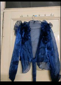Blue Shein Wrap Top