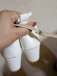 Cindrella Princess White Block Heels
