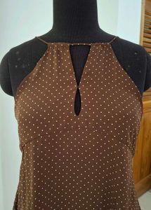 ZARA Brown Polka Dot Halter Top