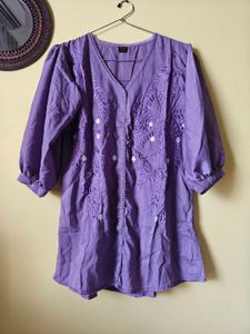 Lavender Love Embroidered Tunic Top