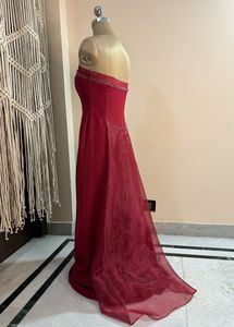Maroon Tube Trail Gown