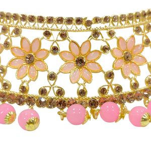 Glamorous Floral Gold-Toned Choker Necklace Set