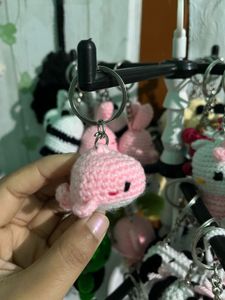Crochet Handmade Amigurumi Whale Keychain