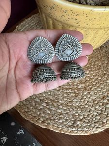 Oxidised Silver Jhumkas