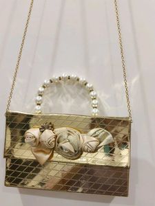 Gold Beaded Handle Clutch