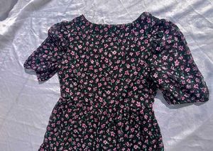 (Max) Floral Print Button Down A-line Dress