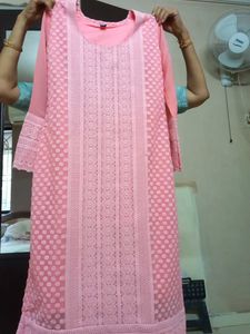 Pink Embroidered Kurti