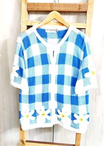 Blue Chek Design Sweater Size-38