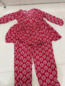 Red Co-ord set kurti and pazama se
