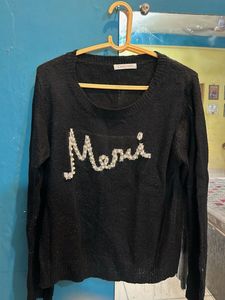 Black 'Merci' Sweater