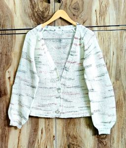 Soft Wool Off White Cardigan Size-40