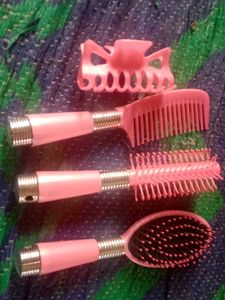 Pink Hair Brush &amp; Comb Set
