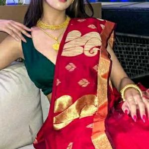 Red &amp; Gold Zari Fabric