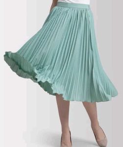 Mint Green Pleated Midi Skirt