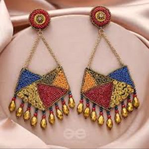 Geometric Beaded Dangle Earrings