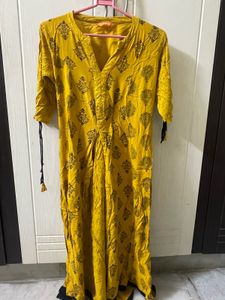 Yellow Printed Kurta