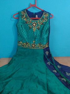 Embroidered Teal & Navy Dress