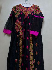 Black Kurta with Multicolour Embroidery | Brand Ne