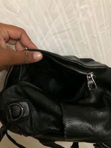 Black Leather Classic Backpack