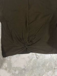 Olive Green Twist Front Tee
