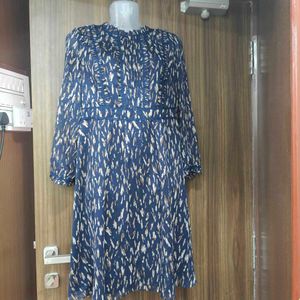 Elegant Blue Printed Dress