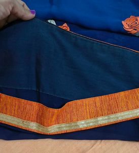 Elegant Navy Blue Floral Saree