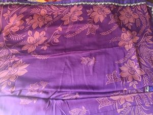Elegant Purple Floral Fabric Sari