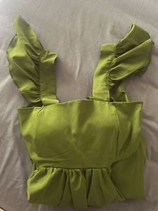 New padded Olive Green Midi Dress backless