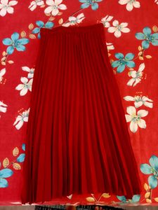 Red Pleated Skirt