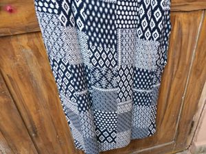 Brand New Prisca Navy Blue &amp; White Printed Top