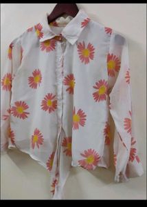 Floral Print Tie-Front Top