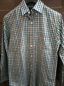 Classic men&#39;s long-sleeved Char.Black&amp;Grn&amp;Wht shir