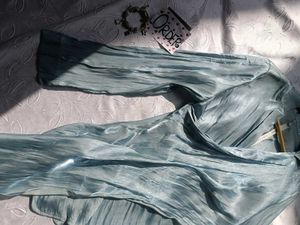 Silky Blue Wrap Top &amp; Pants Set
