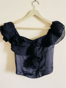 Black Ruffle Corset Top