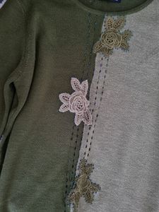 Green Floral Sweater