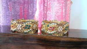 Rajasthani kada/Indian cuff bracelet/Bangle/Hinged bracelet with pin/ Multi-colored gemstones/Meenakari bracelet/Kundan bracelet/22K Gold plated