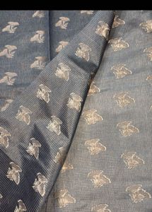 Greyish Blue Banarasi Fabric